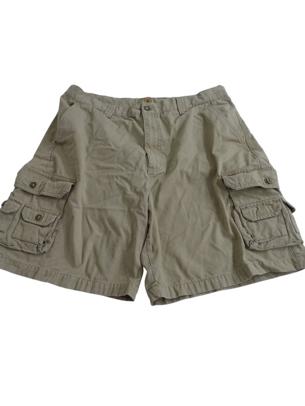 Point Zero Cargo Shorts Men Size 38 Khaki Tan Cotton Broken In Relaxed FLAW